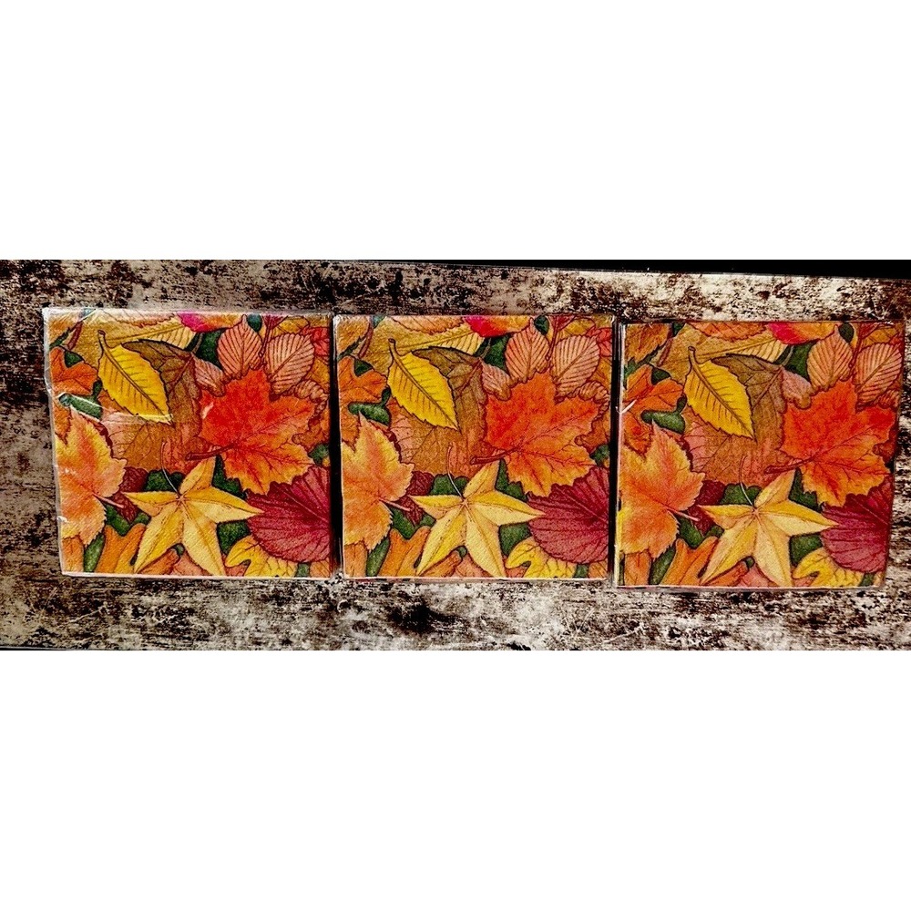Vintage Fall Napkins 16 Pack (3 Total ) Fall Leaves NOS 1990S Era